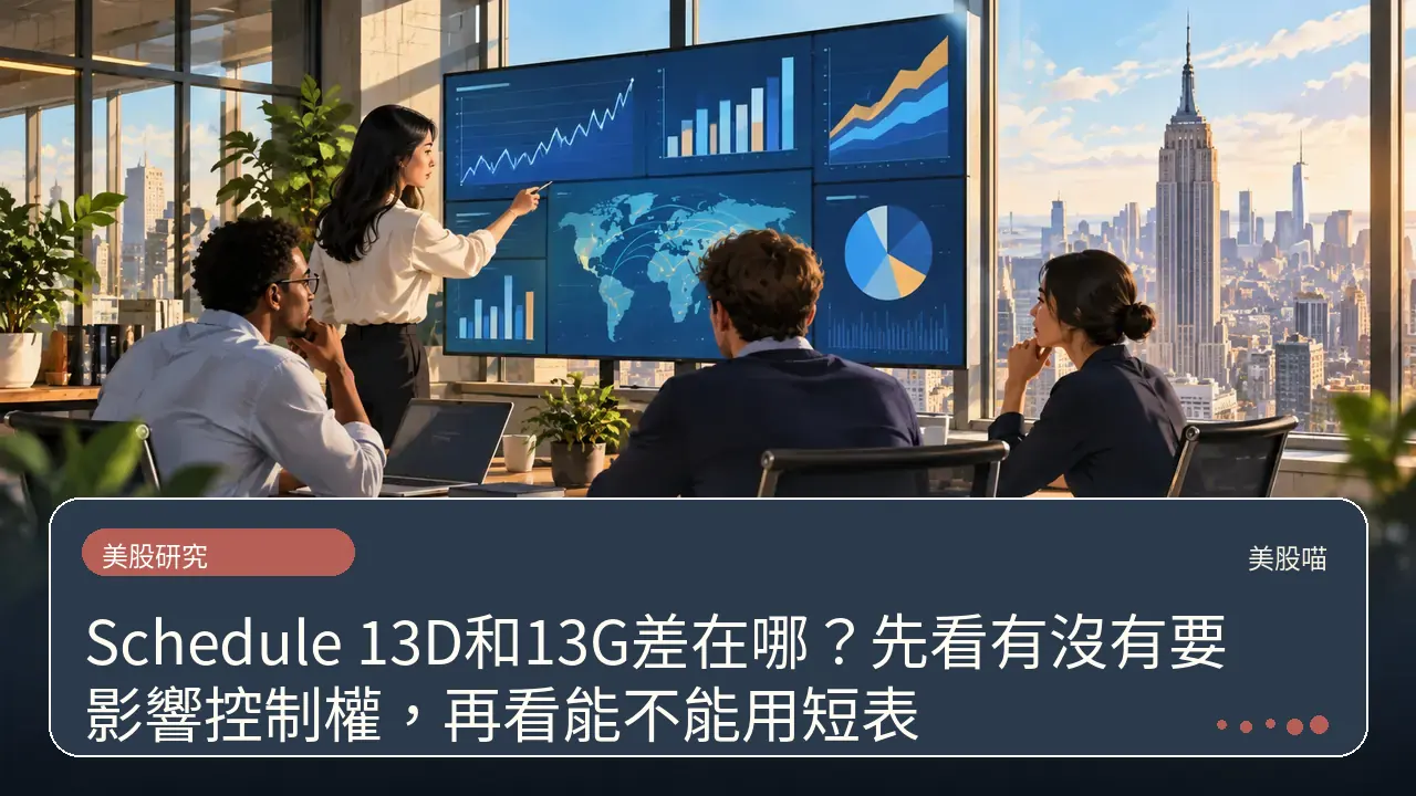 Schedule 13D和13G差在哪?先看有沒有要影響控制權,再看能不能用短表主題插畫