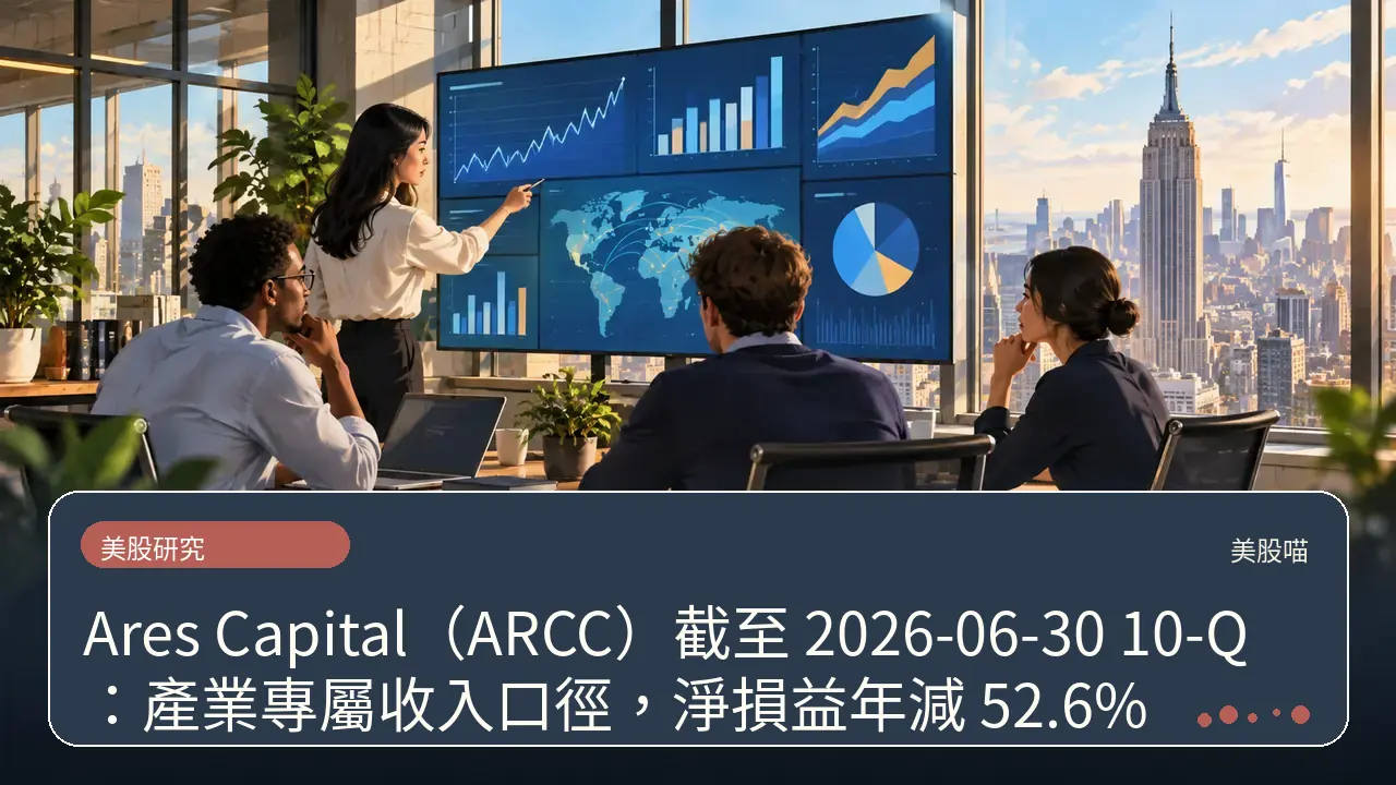 Ares Capital(ARCC)截至 2026-06-30 10-Q:產業專屬收入口徑,淨損益年減 52.6%主題插畫