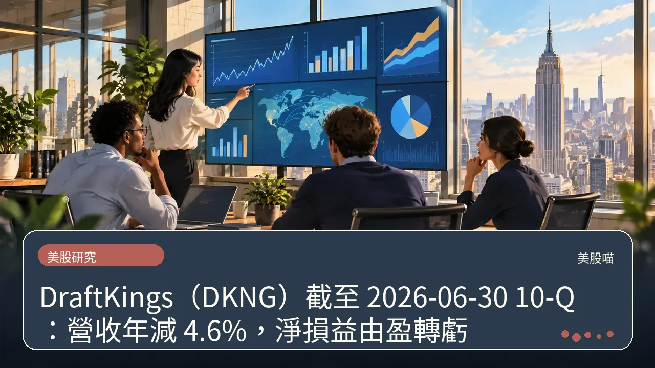 DraftKings(DKNG)截至 2026-06-30 10-Q:營收年減 4.6%,淨損益由盈轉虧主題插畫