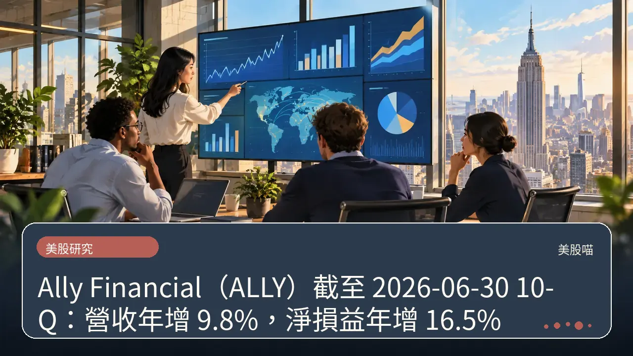 Ally Financial（ALLY）截至 2026-06-30 10-Q：營收年增 9.8%，淨損益年增 16.5%主題插畫