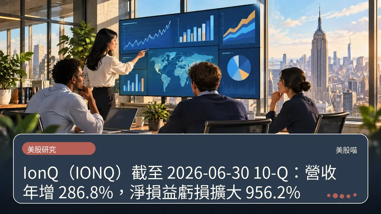 IonQ(IONQ)截至 2026-06-30 10-Q:營收年增 286.8%,淨損益虧損擴大 956.2%主題插畫
