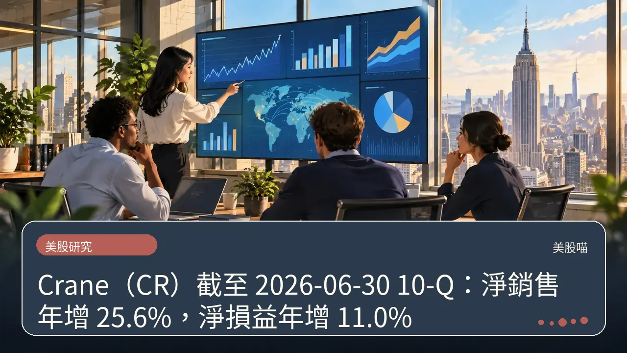Crane（CR）截至 2026-06-30 10-Q：淨銷售年增 25.6%，淨損益年增 11.0%主題插畫