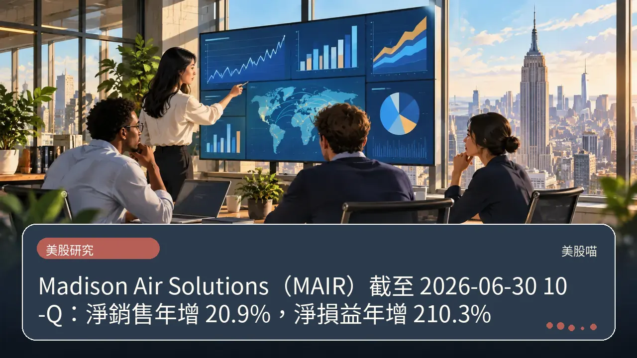 Madison Air Solutions(MAIR)截至 2026-06-30 10-Q:淨銷售年增 20.9%,淨損益年增 210.3%主題插畫