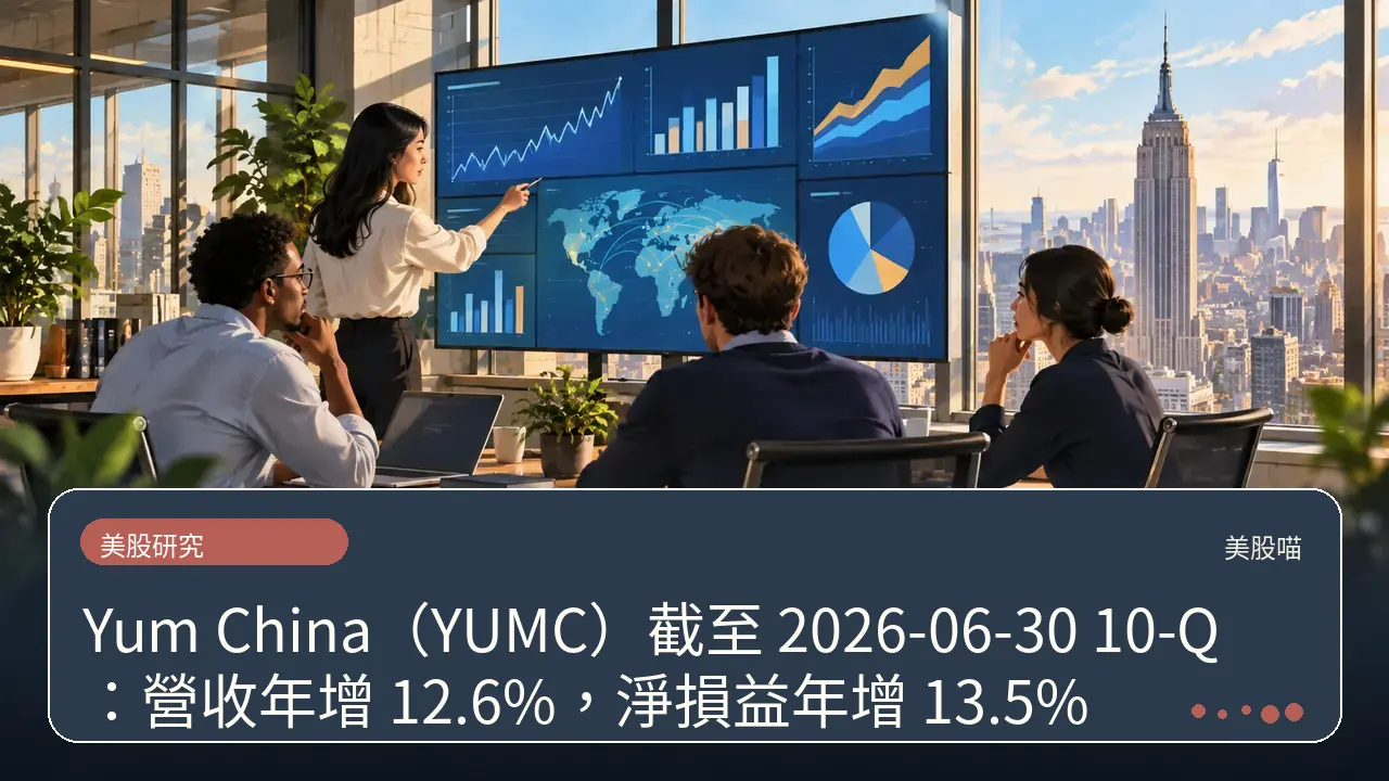 Yum China（YUMC）截至 2026-06-30 10-Q：營收年增 12.6%，淨損益年增 13.5%主題插畫