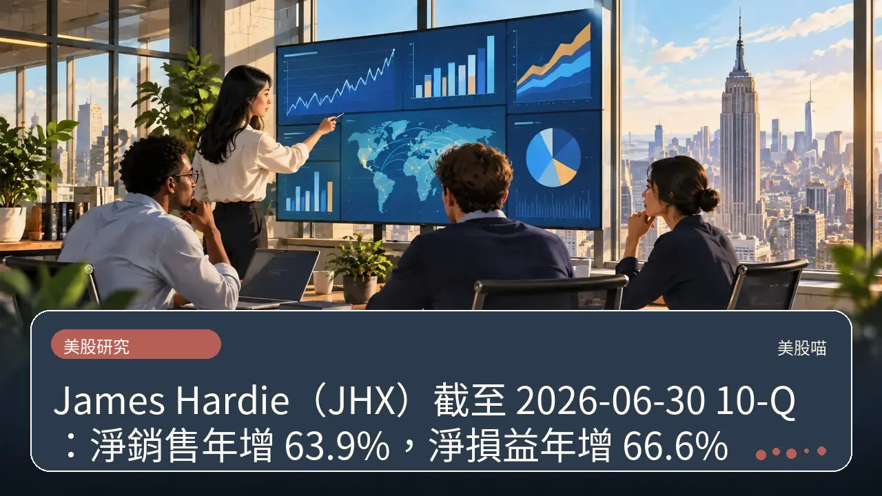 James Hardie(JHX)截至 2026-06-30 10-Q:淨銷售年增 63.9%,淨損益年增 66.6%主題插畫