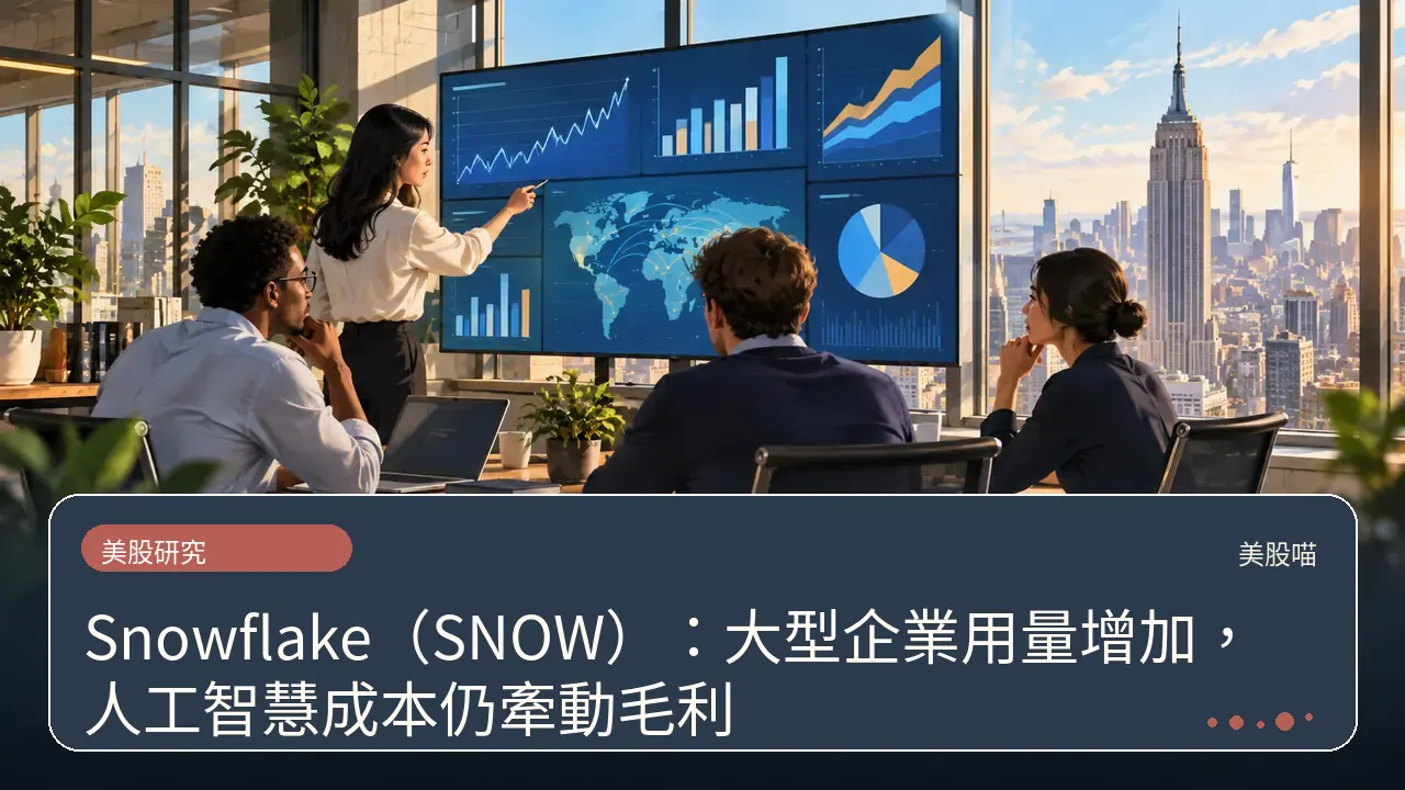 Snowflake（SNOW）：大型企業用量增加，人工智慧成本仍牽動毛利主題插畫