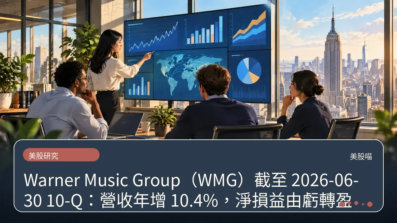 Warner Music Group（WMG）截至 2026-06-30 10-Q：營收年增 10.4%，淨損益由虧轉盈主題插畫