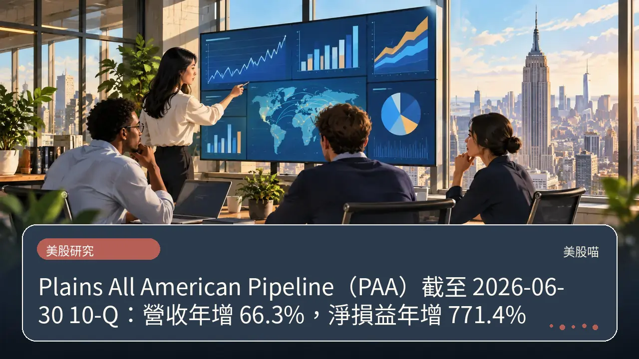Plains All American Pipeline（PAA）截至 2026-06-30 10-Q：營收年增 66.3%，淨損益年增 771.4%主題插畫
