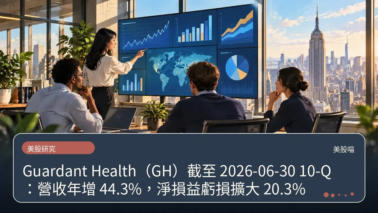 Guardant Health(GH)截至 2026-06-30 10-Q:營收年增 44.3%,淨損益虧損擴大 20.3%主題插畫