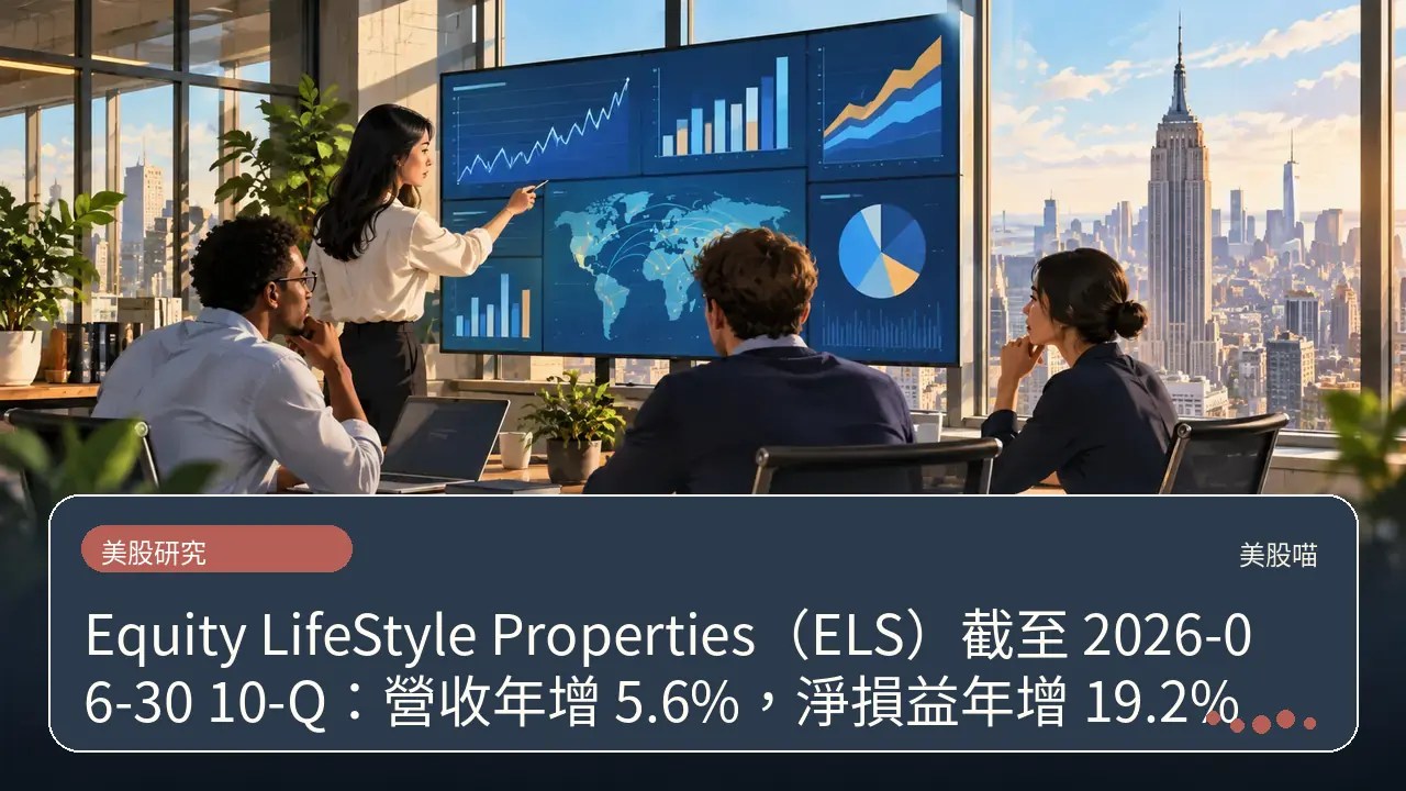 Equity LifeStyle Properties（ELS）截至 2026-06-30 10-Q：營收年增 5.6%，淨損益年增 19.2%主題插畫