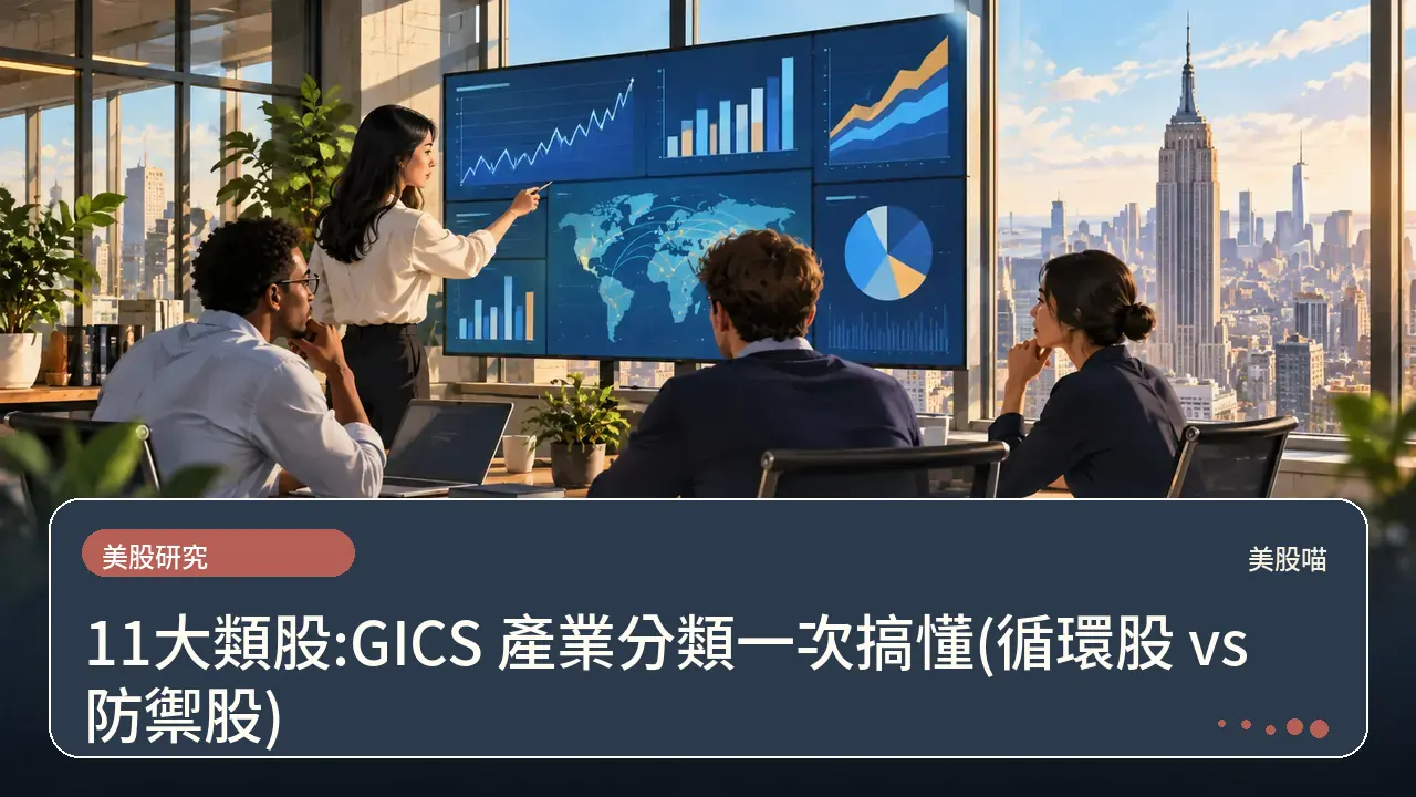 11大類股:GICS 產業分類一次搞懂(循環股 vs 防禦股)主題插畫