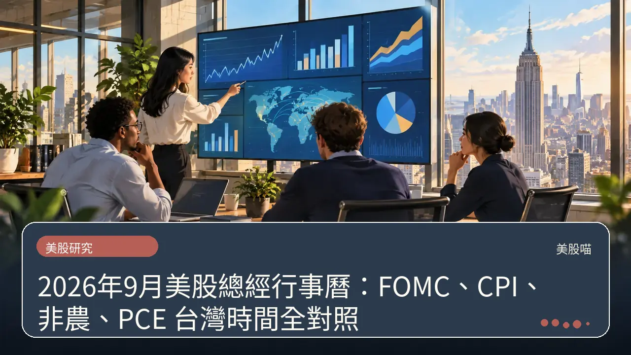 2026年9月美股總經行事曆:FOMC、CPI、非農、PCE 台灣時間全對照主題插畫